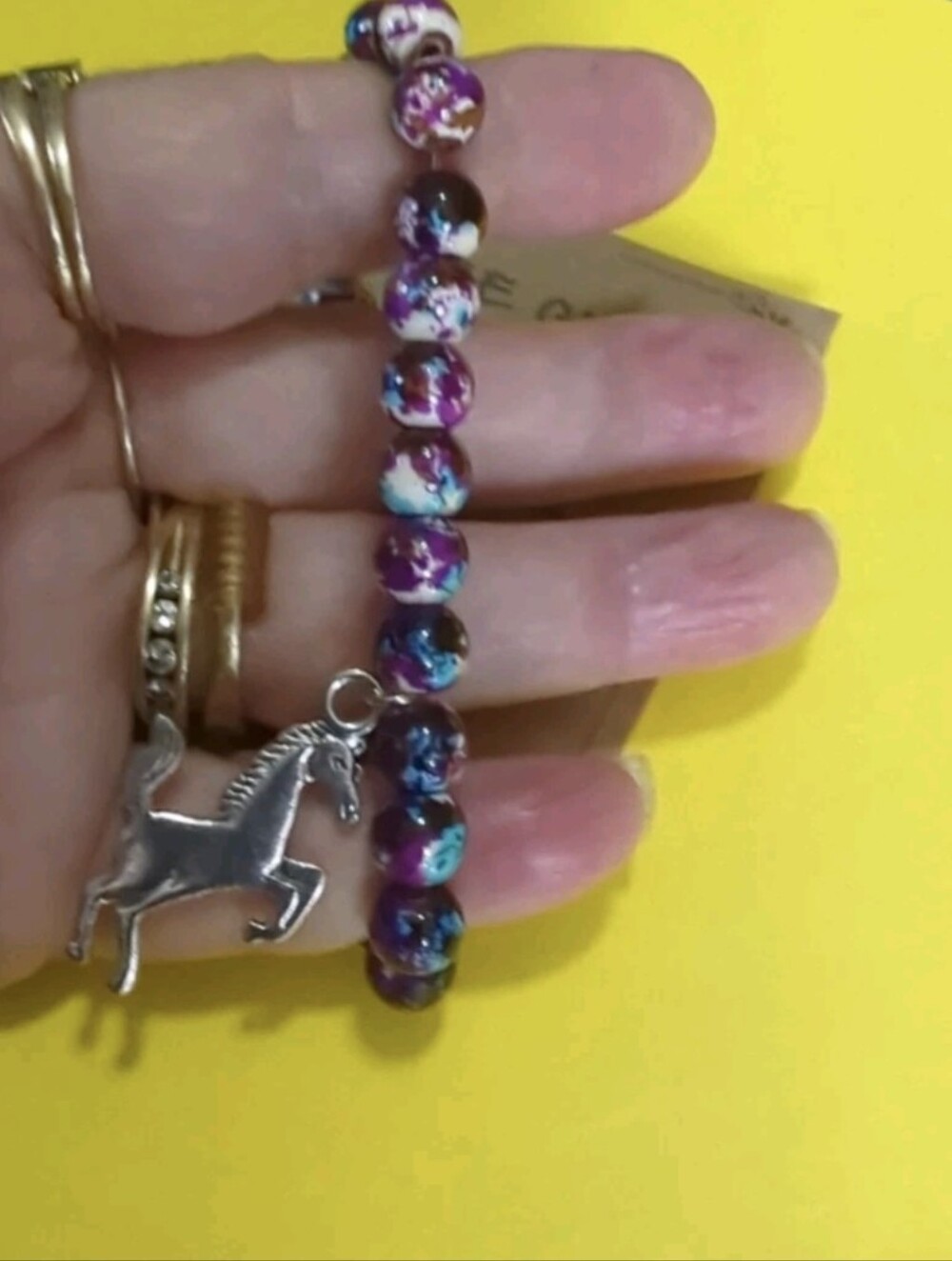 Horse Pendant Stretch Bracelet Multiple Color Purples W/ Inspirational Quote NWT - Picture 6 of 14
